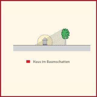 Grafik eines Hauses in der Nähe eines Baumes