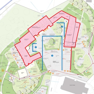 Im Plan markierte L- und U-Formen in Plan-Variante
